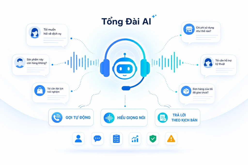 Callbot AI của Tổng Đài AI gọi tự động, hiểu giọng nói tiếng Việt và trả lời