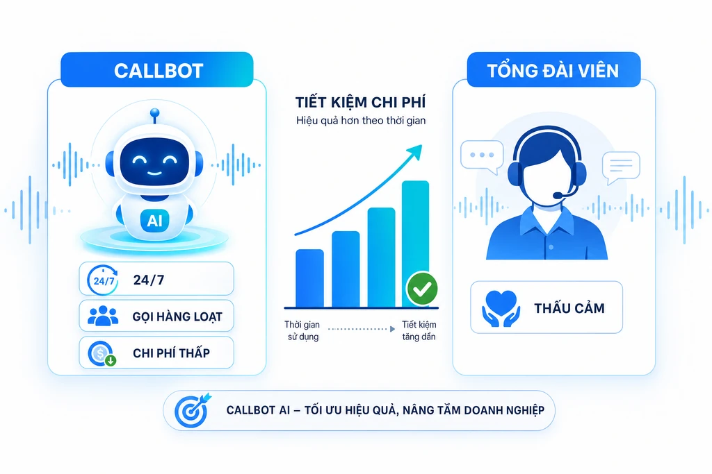 So sánh callbot và tổng đài viên người thật về thời gian hoạt động 24/7, khả