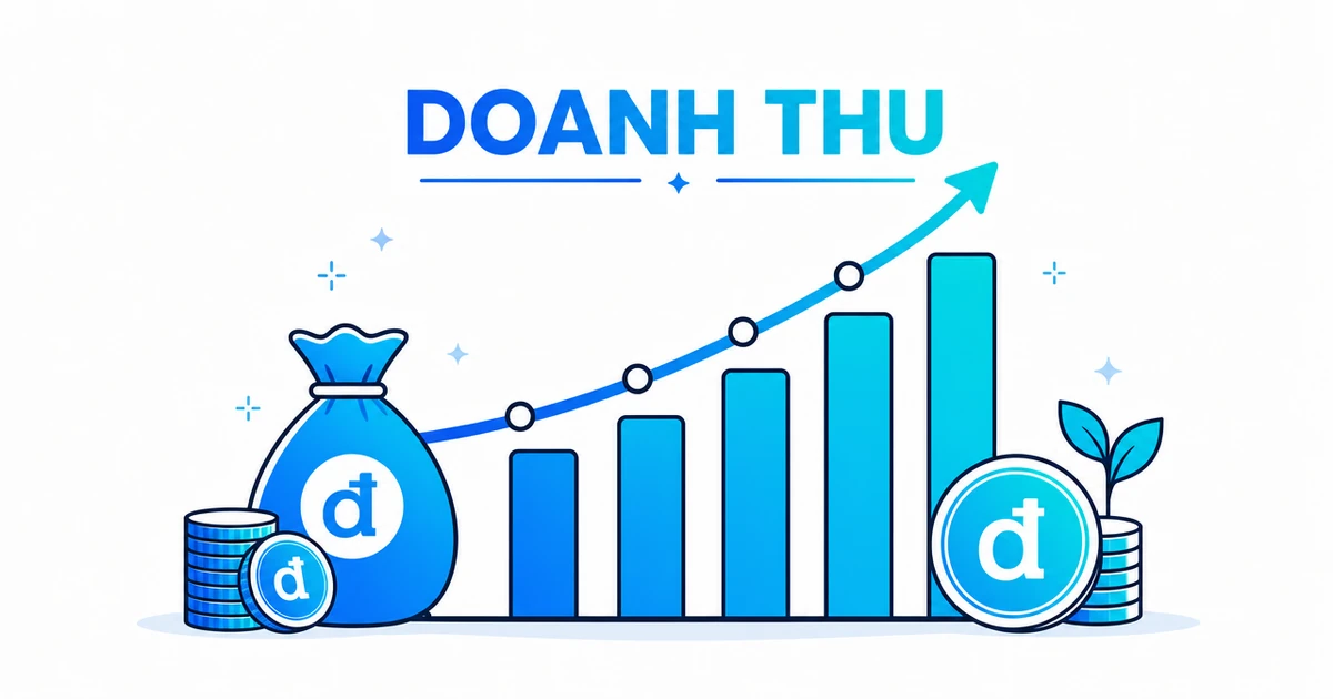 Minh hoạ doanh thu: biểu đồ tăng trưởng và biểu tượng tiền của doanh nghiệp