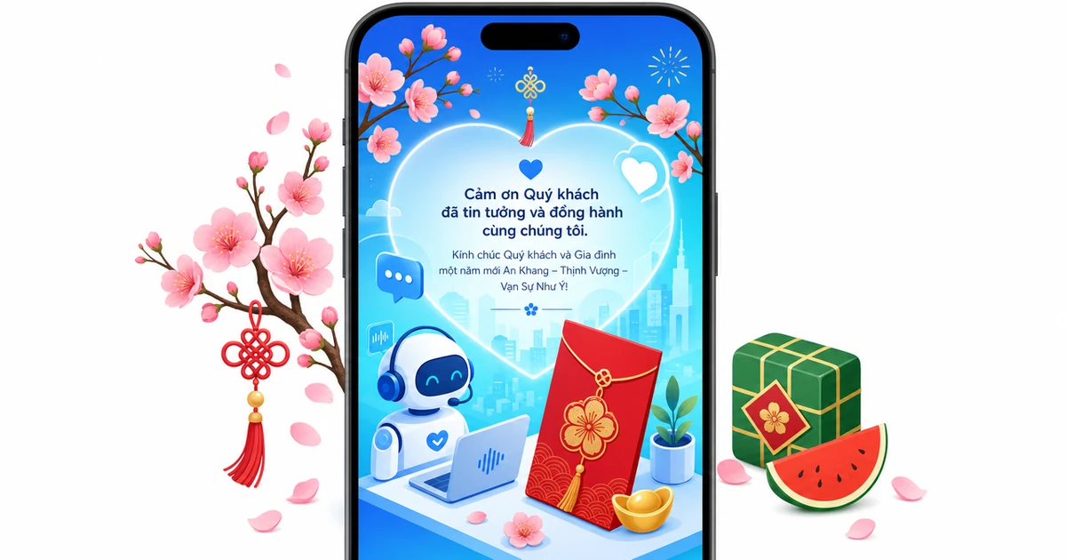 Nhân viên chăm sóc khách hàng gửi lời chúc Tết khách hàng qua điện thoại và tin nhắn