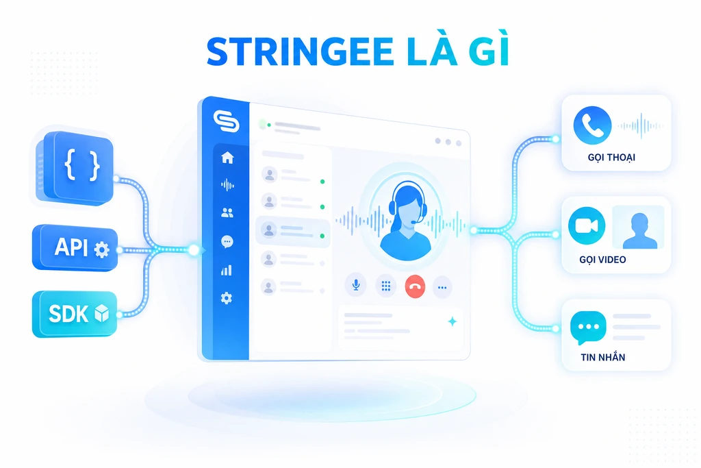 Stringee cung cấp API và SDK để lập trình viên nhúng gọi thoại, video và tin